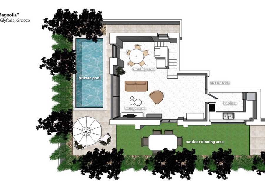 Luxury condo with private pool and garden in Glyfada