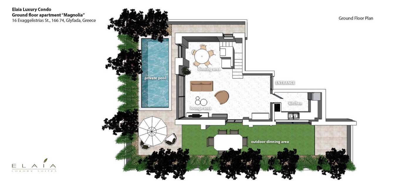 Luxury condo with private pool and garden in Glyfada