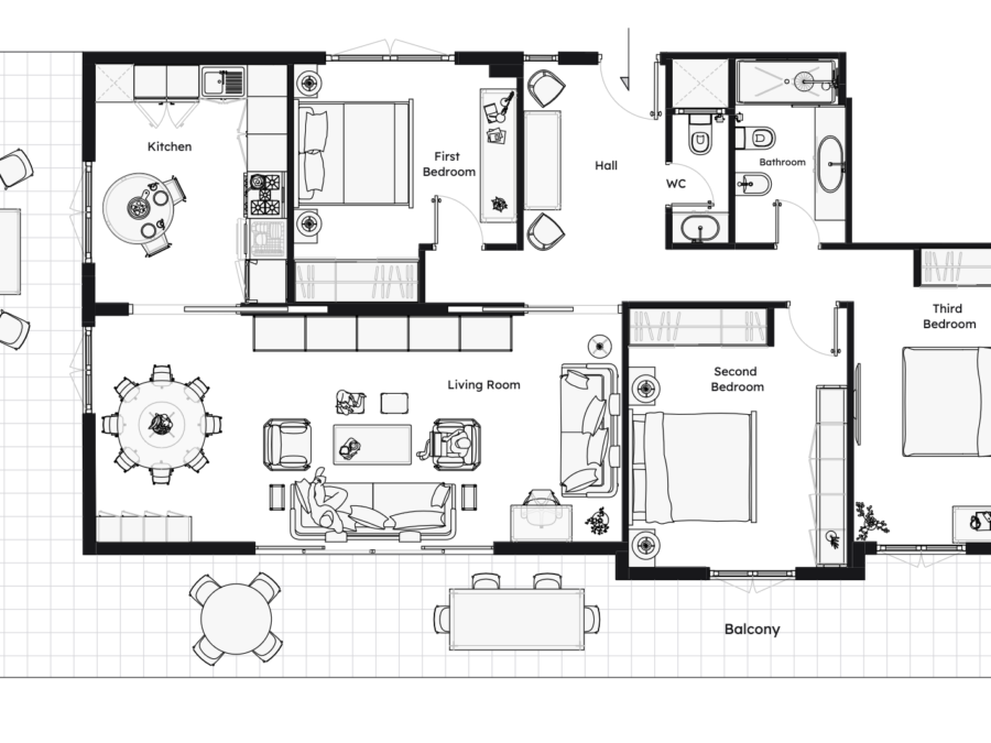 Luxury Apartment Rental in Glyfada - Pearl Living Room