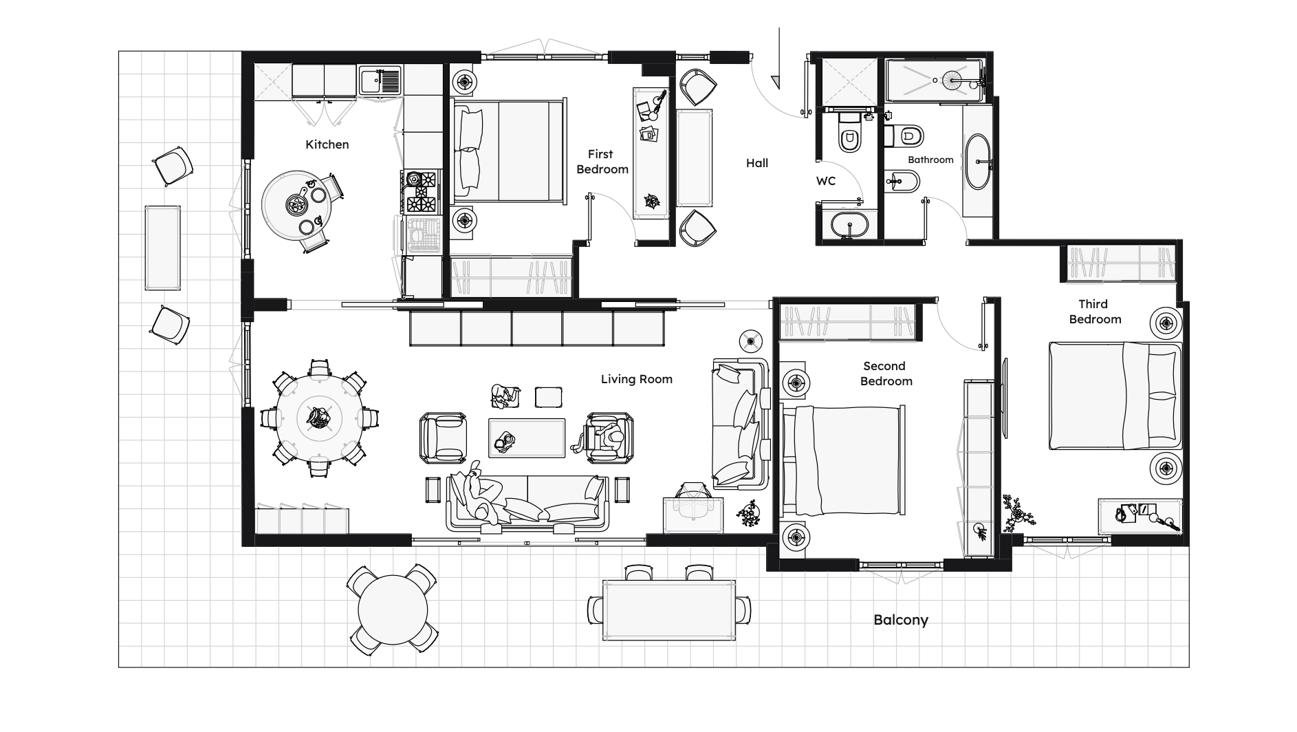 Luxury Apartment Rental in Glyfada - Pearl Living Room